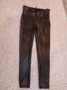 SPANX Black High-Waist Shaping Faux Leather Leggings